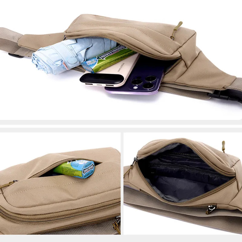 Men Waist Bag Pack Purse Casual Large Phone Belt Bag Pouch Womens Canvas Travel Phone Bag Fanny Banana Bag Hip 3 Pockets 250526