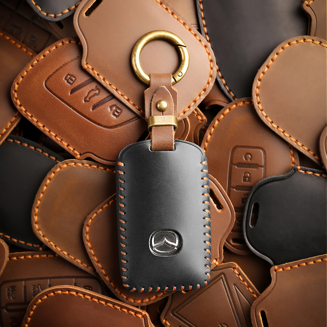 Car key Protective Case Handmade Genuine Leather Material Suitable for Mazda Mazda 3 Anksella CX50/CX30/CX-5 (Used for: Mazda)