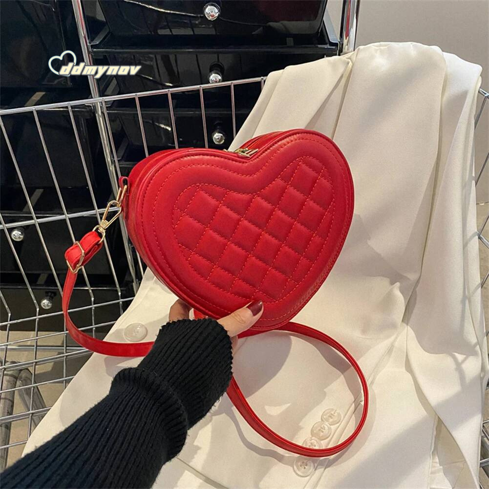 Fashion Love Heart Shape Handbags Designer Crossbody Bags PU Leather Zipper Women Casual Phone Shoulder Bag ddmynov