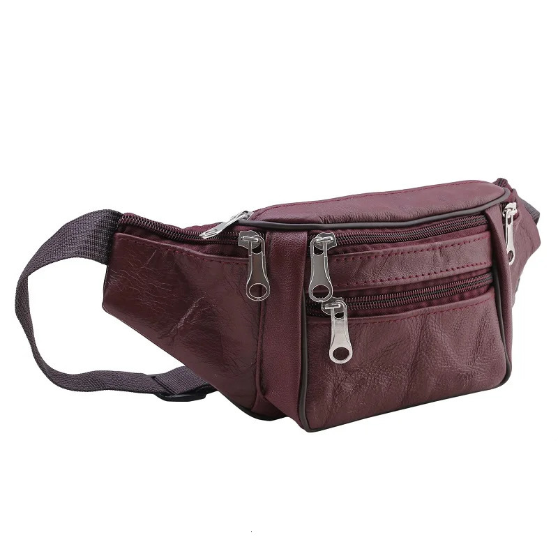 Mens Waist Pack PU Leather Bag Waist Belt Bag Male Artificial Leather Fanny Pack Fashion Small Shoulder Bags for Men 250526