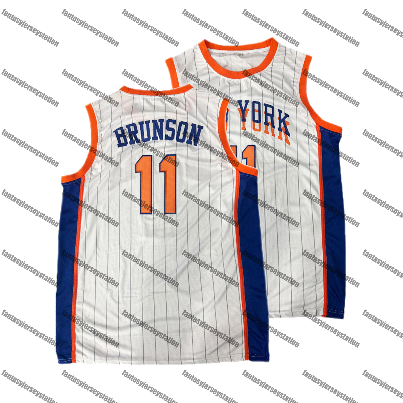 IN STOCK Mens 11 White Brunson Embroidered Basketball Jersey - Breathable Fabric, Stretchy, Sleeveless Athletic Shirt for Training, Competition, and P
