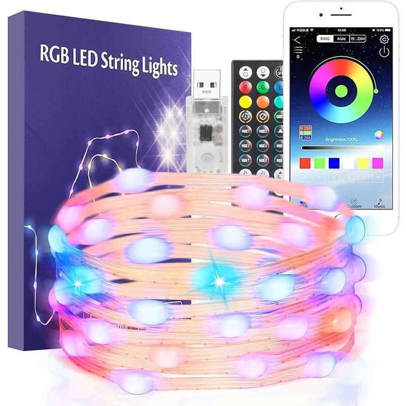 Christmas Outdoor Light Fantasy Colors Garland USB 5V WS2812B LED Fairy Tale Light String Wedding Party and Holiday Light W250526