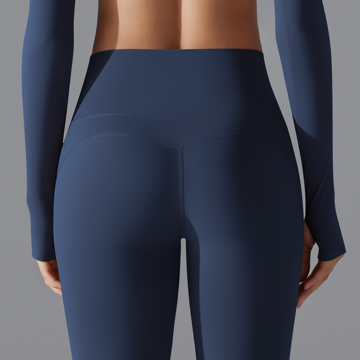 JJ-7071/7053 Athletic Two-Piece Outfit: Twist-Front Cropped Tee & Ventilated High-Waist Trousers - Ladies' Sportswear Ensemble