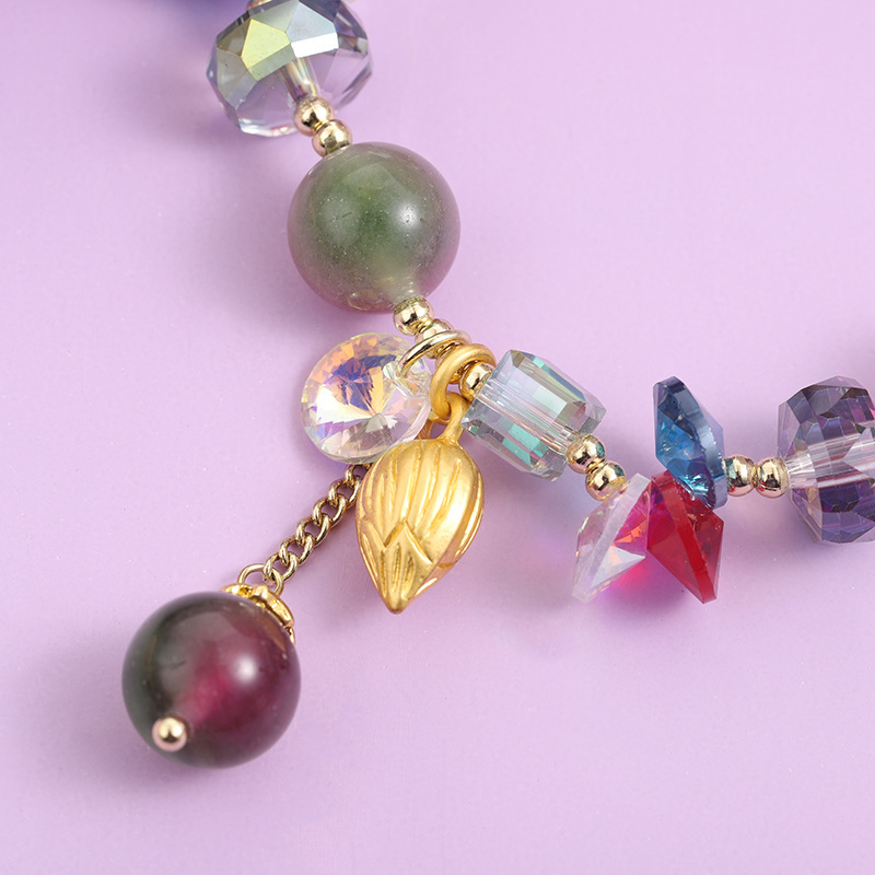 Fashionable Korean women's electroplated colored crystal bead with creative sandstorm gold pendant and wind bracelet