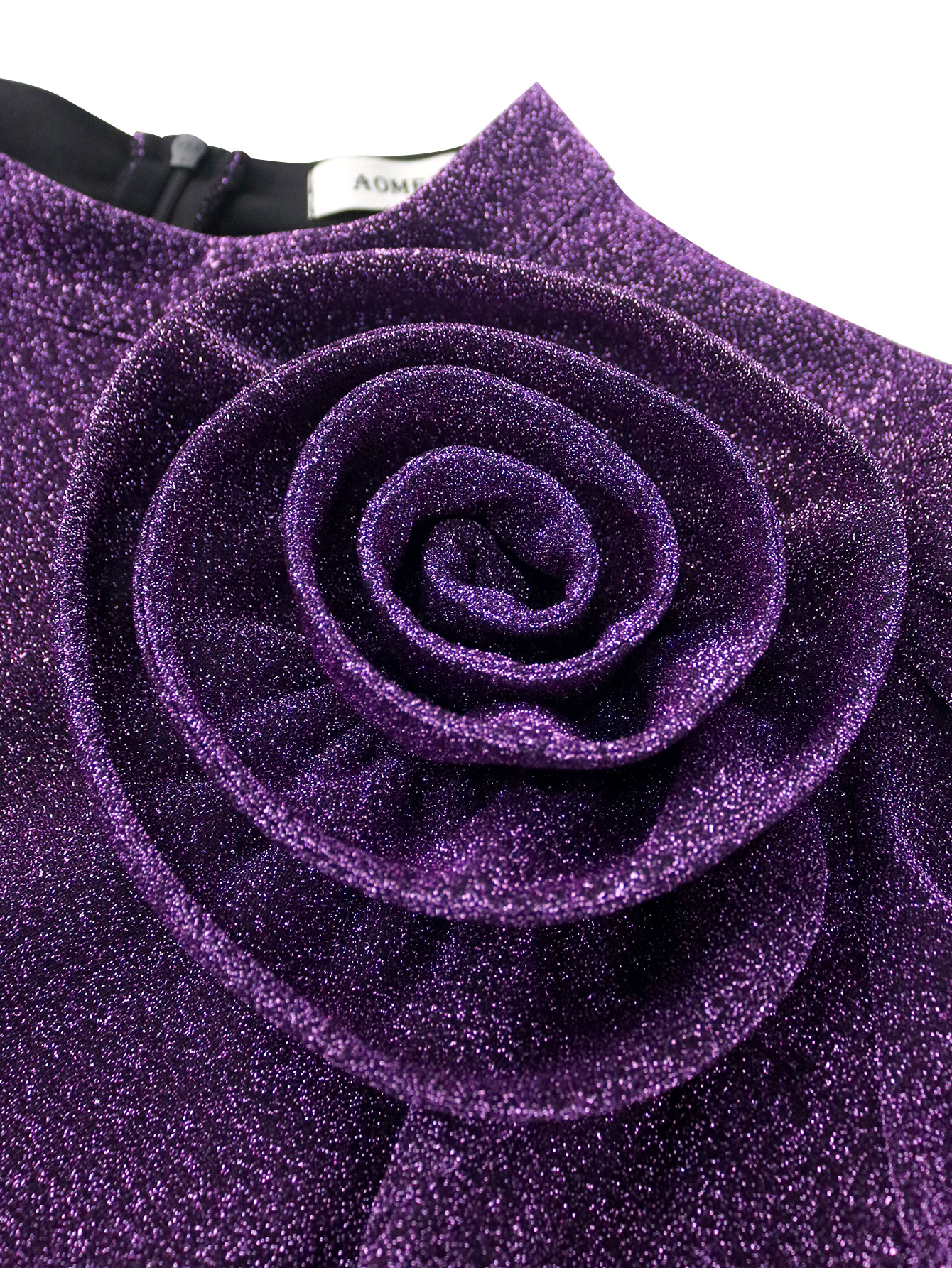 Womens Dress Party Evening Wear Purple 3D Flower Half Sleeves A-line Knee Length Plus Size Summer Autumn