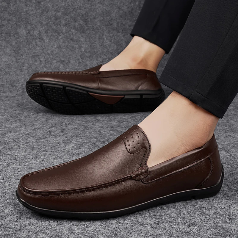 Business Classic Mens y highquality genuine leather formal evening party Comfortable flat bottomed lightweight shoes 250526