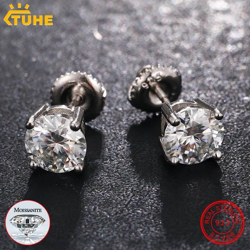 Top Quality 6mm 0.8CT Moissanite For Women 14K Gold Plated Sterling Sier Earrings