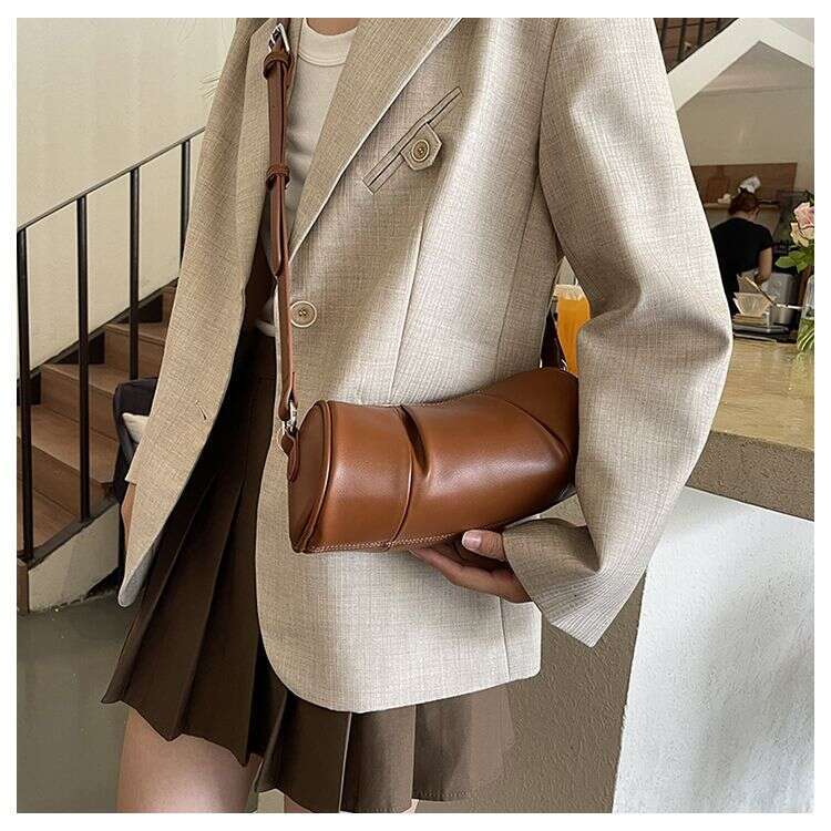 Pleated Cylinder Fashion Lightweight Casual Shoulder High Appearance Temperament Pillow Crossbody Versatile Women's Bag