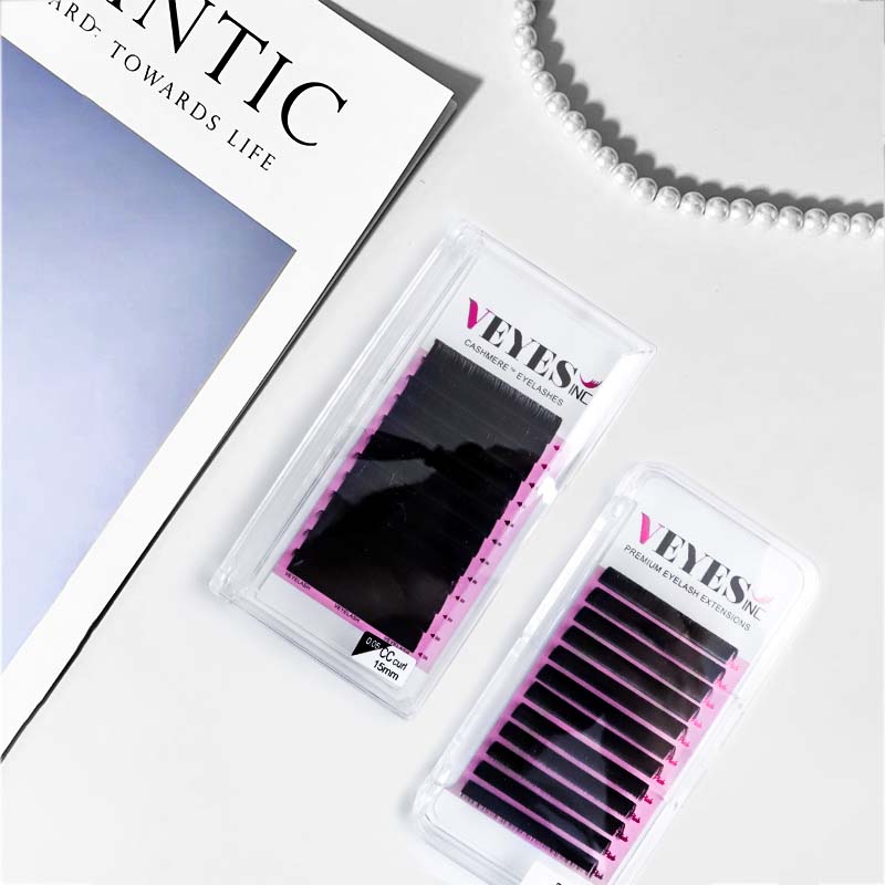 VEYES Premium Quality Individual Eyelash Extensions Easy Fans Dark Matte Lash Trays Soft Cashmere Silk Mink Korean PBT 25mm