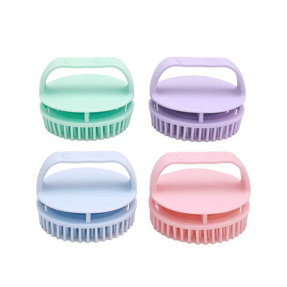 Silicone Shampoo Brush Head Scalp Massage Comb Hair Washing Comb Exfoliating Bath Shower Brush Body Scrub Salon Hair Care Tools R250526