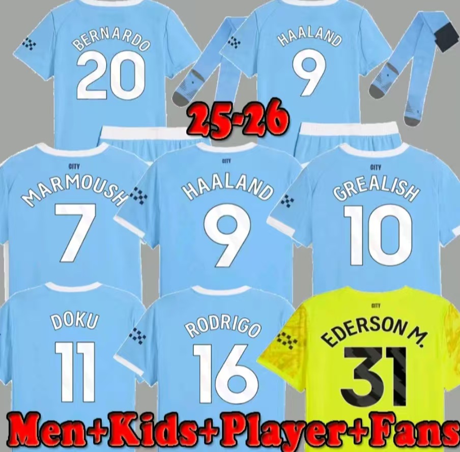 24 25 HAALAND FODEN soccer jerseys DE BRUYNE KOVACIC 2025 2026 Women football shirt uniforms kids kit City RODRIGO Manchestes Marmoush Nico Gonzalez