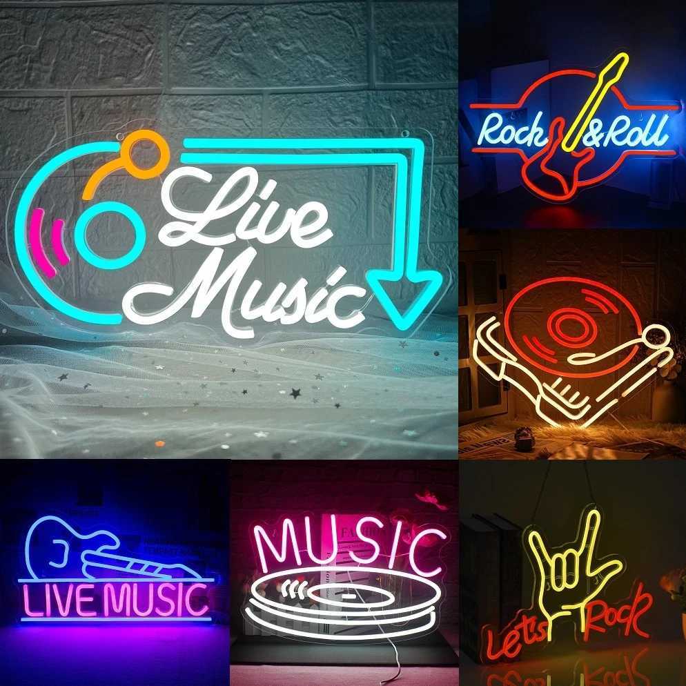 Live Music Neon Signs Rock and Roll LED Lights In Room Decoration For Home Bars Music Club KTV Party Light Up Sign W250526