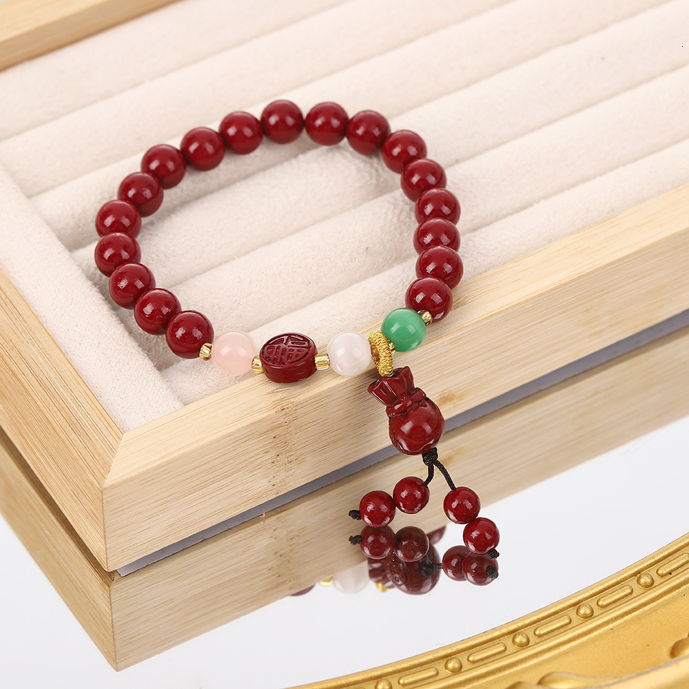 Purple clay bracelet, style gold swallowing beast, cinnabar colored for girls, Chinese style, zodiac year, Pixiu transport bracelet