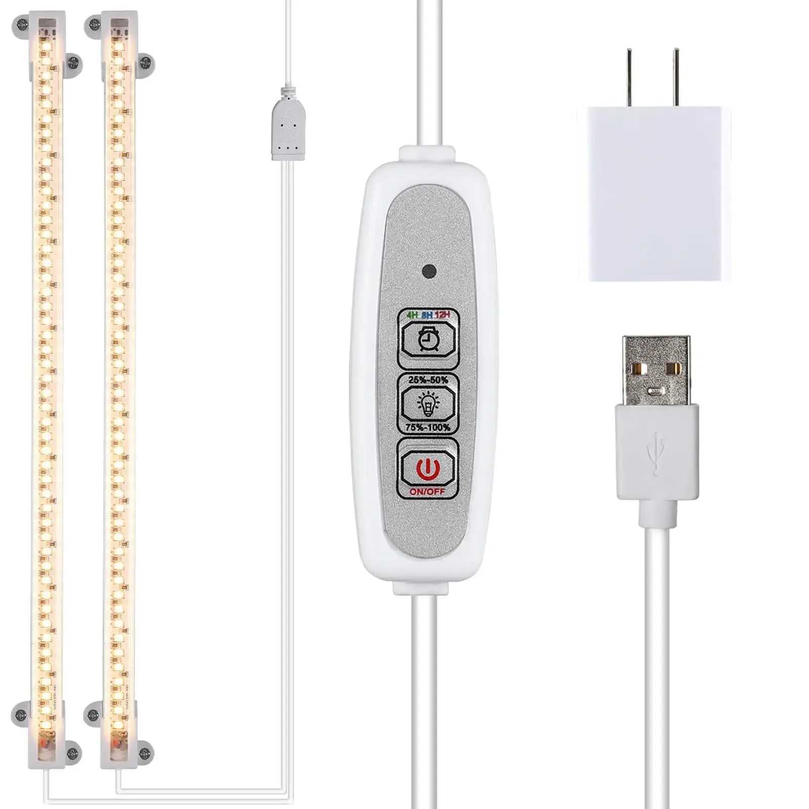 Full Spectrum LED Grow Light Strips with Auto Timer 4 Dimming Levels for Indoor Plants Greenhouse/Hydroponics/SucculentXJ250526