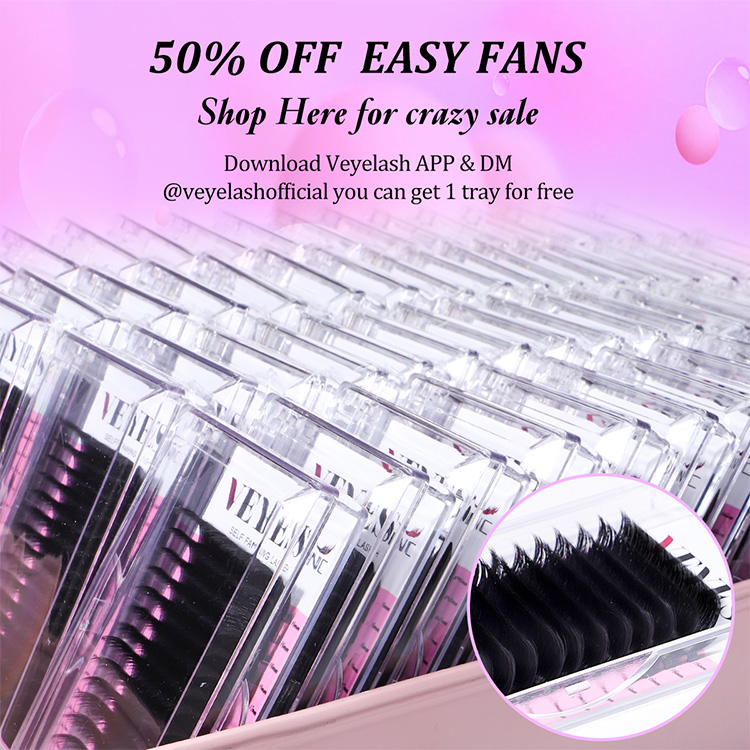 Veyes Premium Dark Mega Volume Faux Mink Eyelash Extensions - Classic Individual Fans for Long Lasting Wear