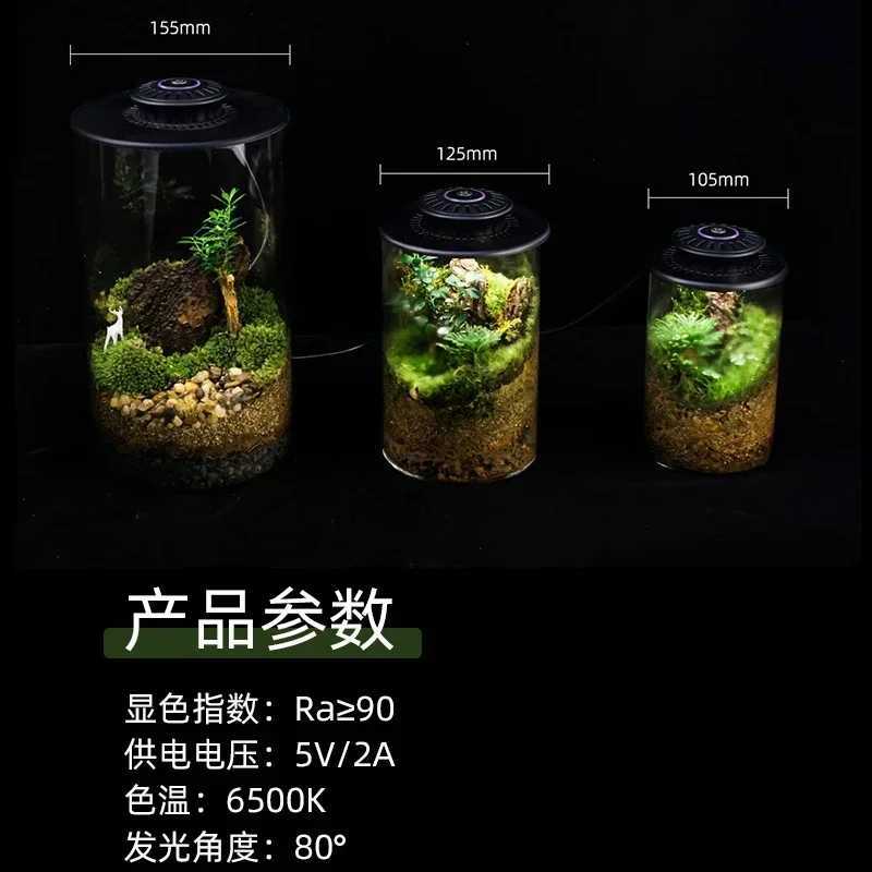 Timing Full Spectrum Plant Lamp Micro Landscape Plant Growth Lamp Shade Plant Grow Light Glass Flower Container Micro Landscape LampXJ250526