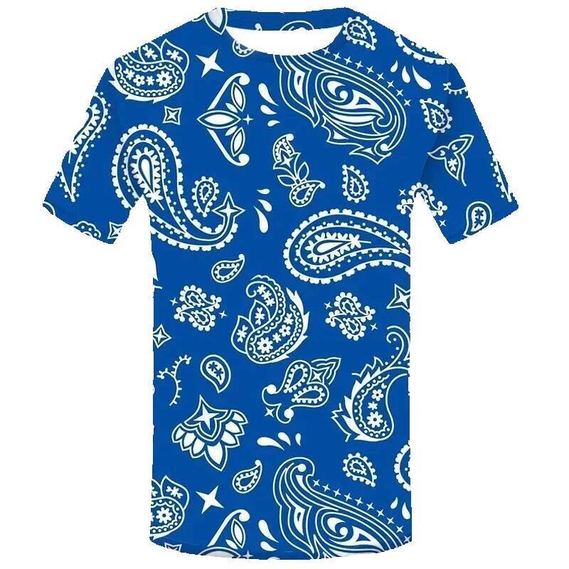 Fashion Bandana Graphic Men's 3D Printed Short Sleeve T-shirts, Casual Streetwear, Cool Oversized T-shirts