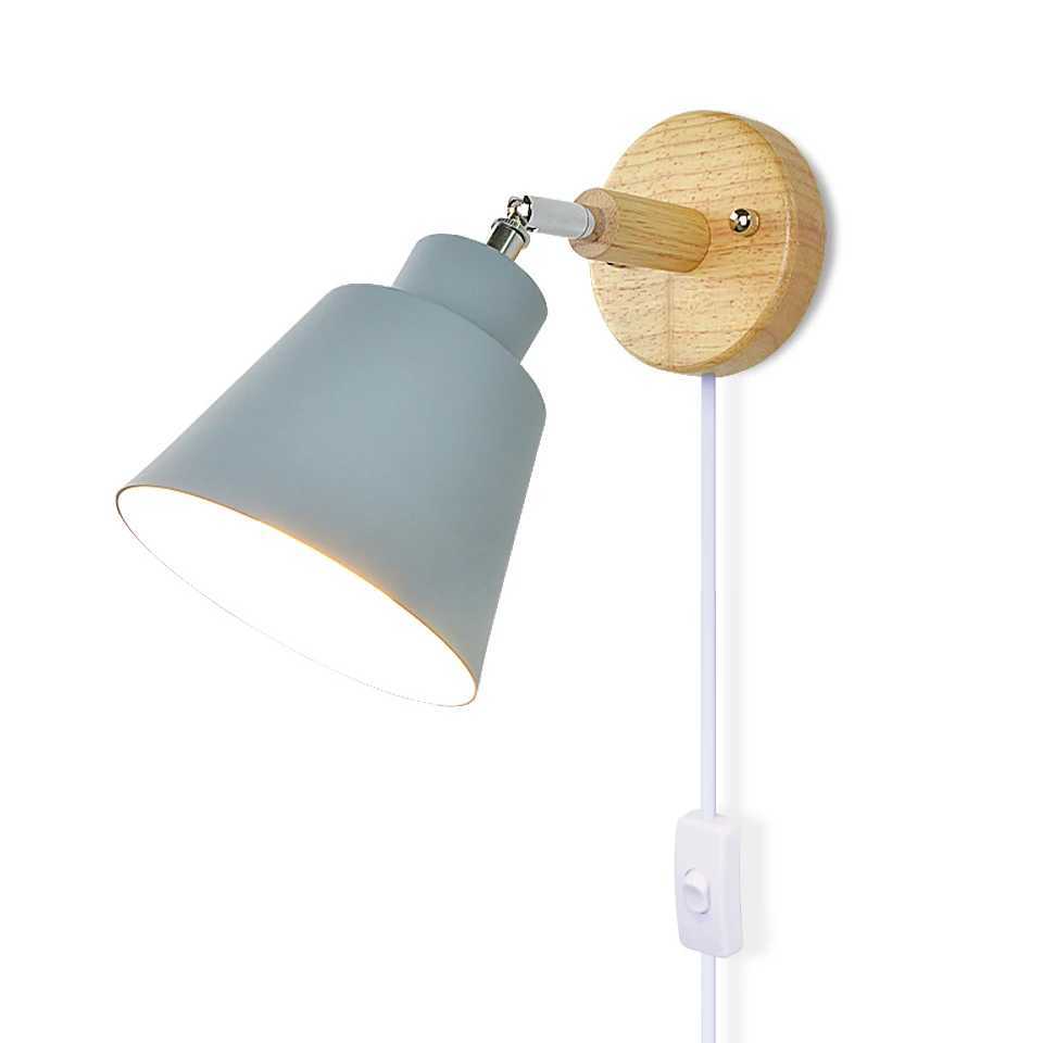 Nordic Wall light Indoor DIY E27 Wooden 6 Colors EU/UL Plug 350 Wall lamps For Living room Bedroom Aisle Sconce Fixtures DecovXJ250526