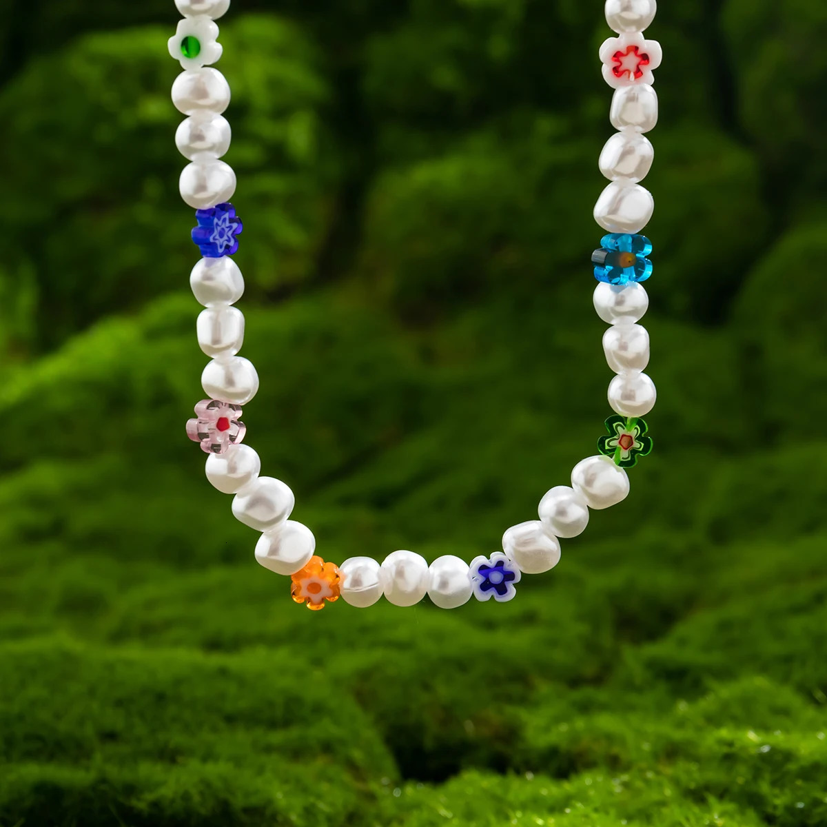 KunJoe Kpop Fashion Irregular Simulated Pearls Flower Choker Necklace For Women Men Bohemia Beaded Collar Y2K Summer Jewelry 250522