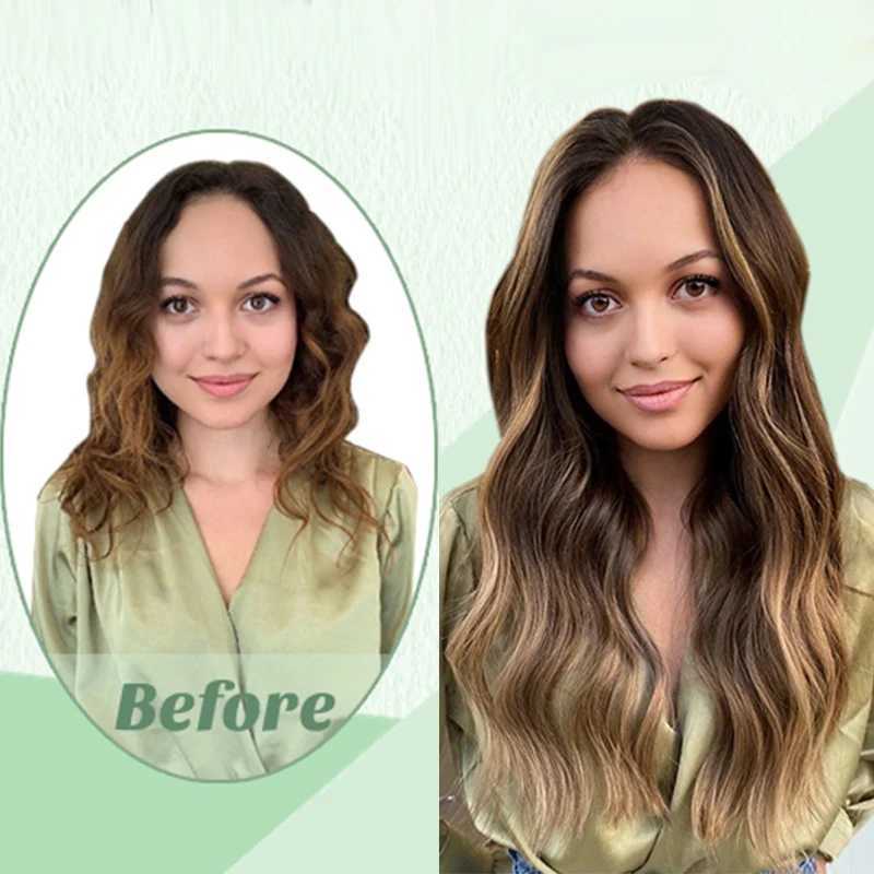 Seamless PU Clip Hair Extensions Human Hair Invisible Balayage Ombre Blonde Color Skin Weft Remy Hair Extensions 150G With Clip S25526