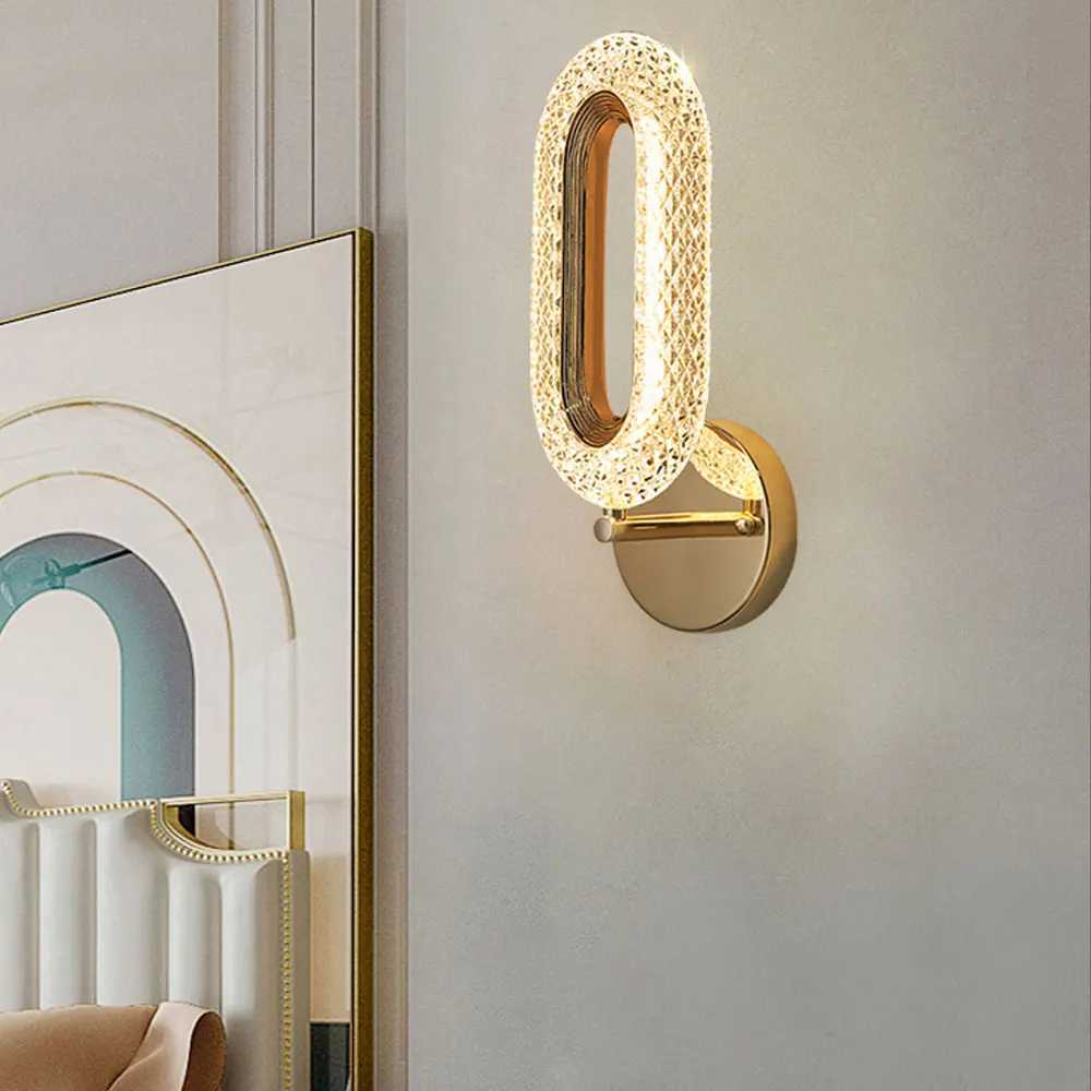 Luxurious Ellipse LED Wall Lamp AC110V-260V 12W Corridor Balcony Creative Staircase Bedroom Bedside Crystal Texture Wall LightXJ250526