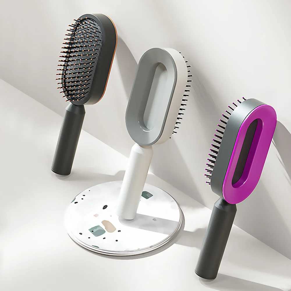 Airbag Massage Combs Self Cleaning Hair Brush Anti-static Wet Dry Curly Detangler Hairbrush Women Hairdressing Styling Hair Tool R250526