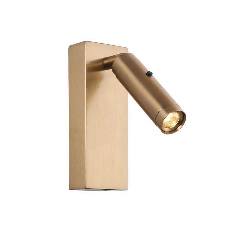 Gold 3W LED Reading Wall Lamp With Switch USB Charging Port Bedside 350 Rotary Bedroom Hotel Headboard Sconce Lights FixtureXJ250526