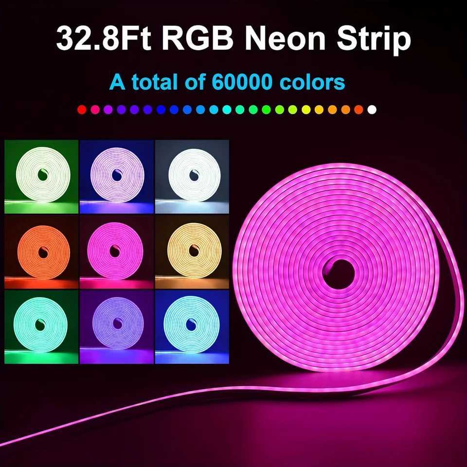 Smart Neon Rope Lights USB 16.4Ft RGB LED Strip Lights Color Changing with APP Control Waterproof DIY Music Sync Flexible Tape W250526