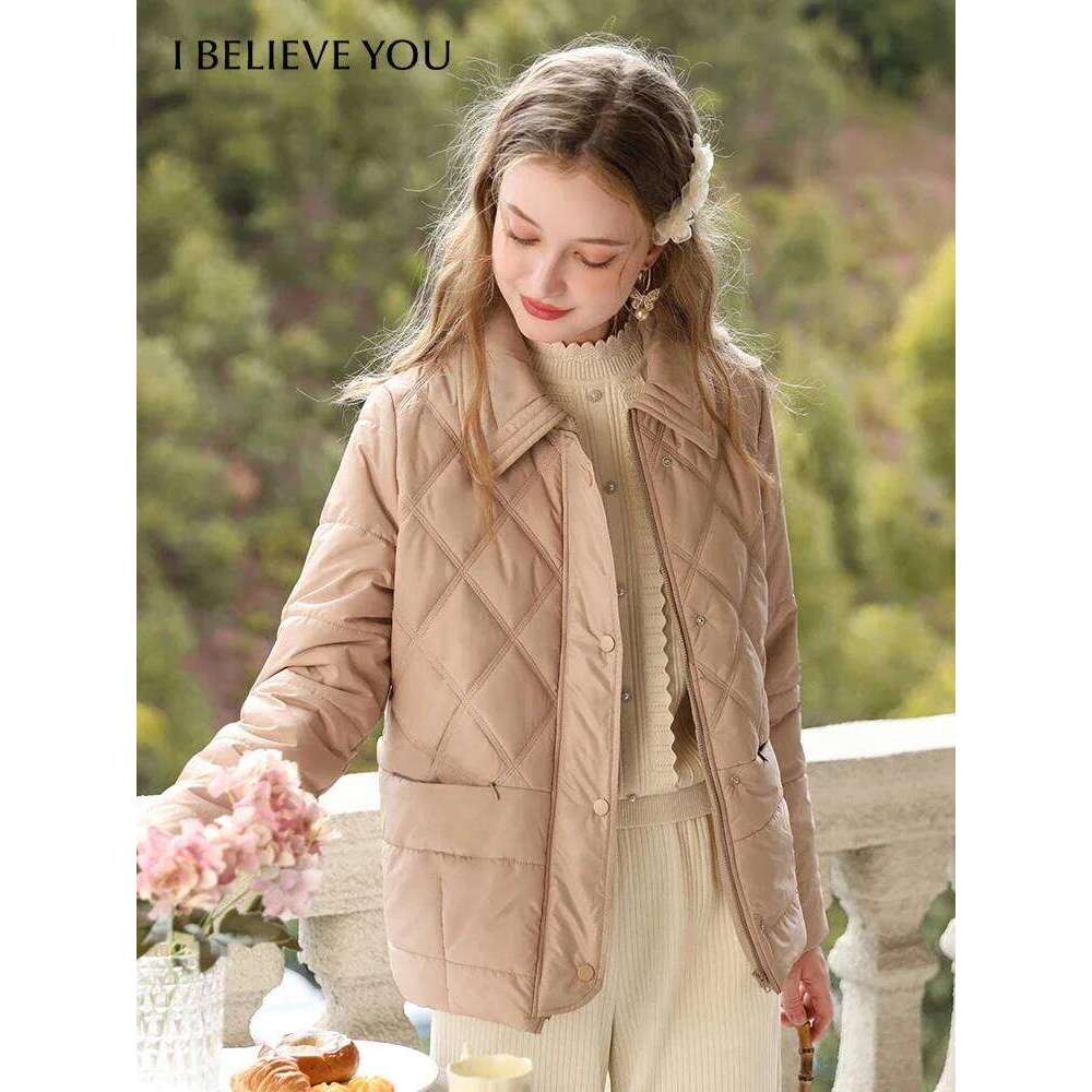 I BELIEVE YOU Turn-down Collar Women's 2024 Winter New Short Loose Windproof Warm Cotton-padded quilted Jacket 2234155370