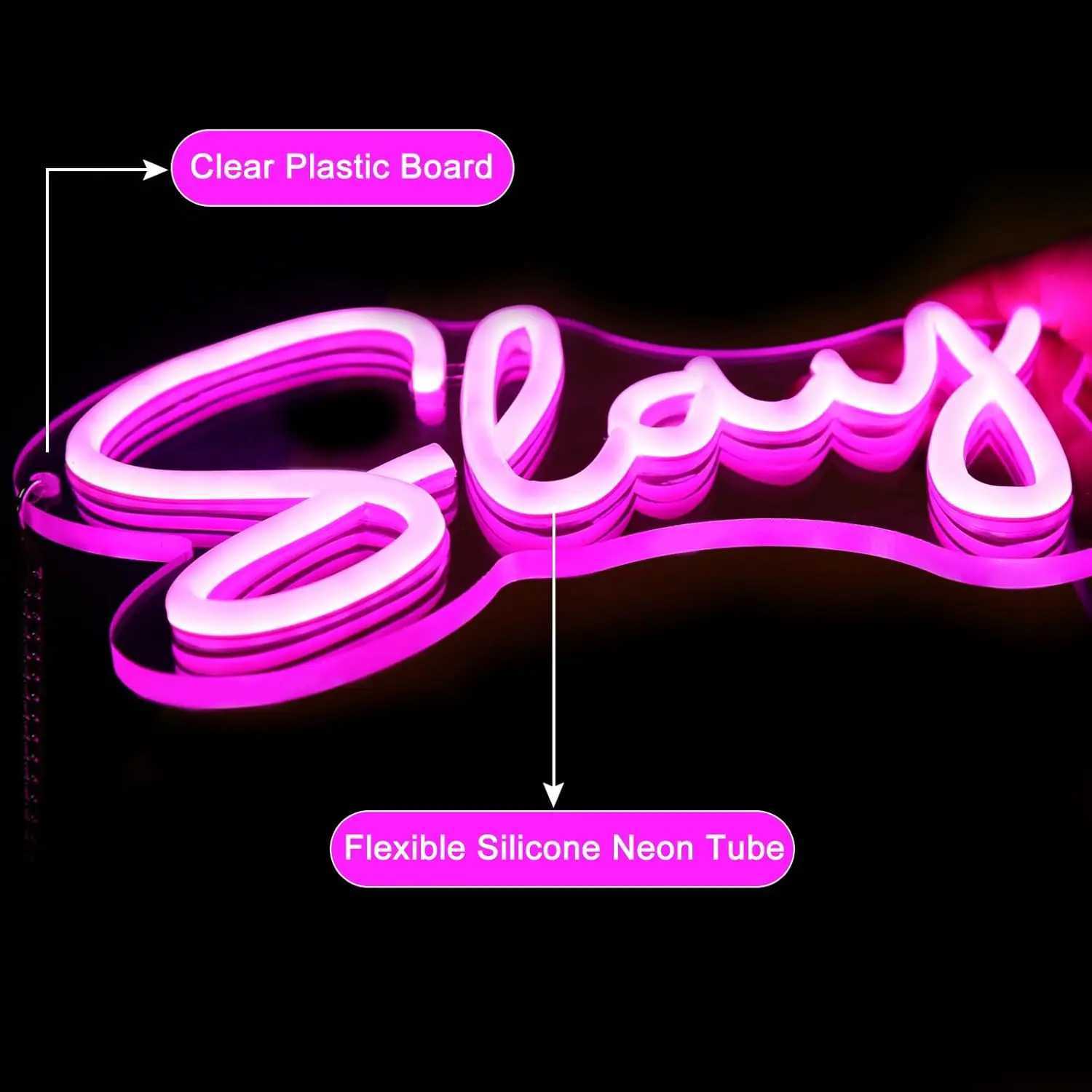 Slay Letter Pink LED Neon Glow Sign Novelty Night Light for Bedroom Room Bar Shop Clothing Store Art Decoration W250526