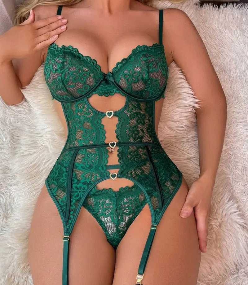 Lace Sexy Lingerie Transparent Hot Porno Lace Erotic Underwear Sexy Bra Set And Garter Lingerie Sexy Hot Erotic Sleepwear z250526perf