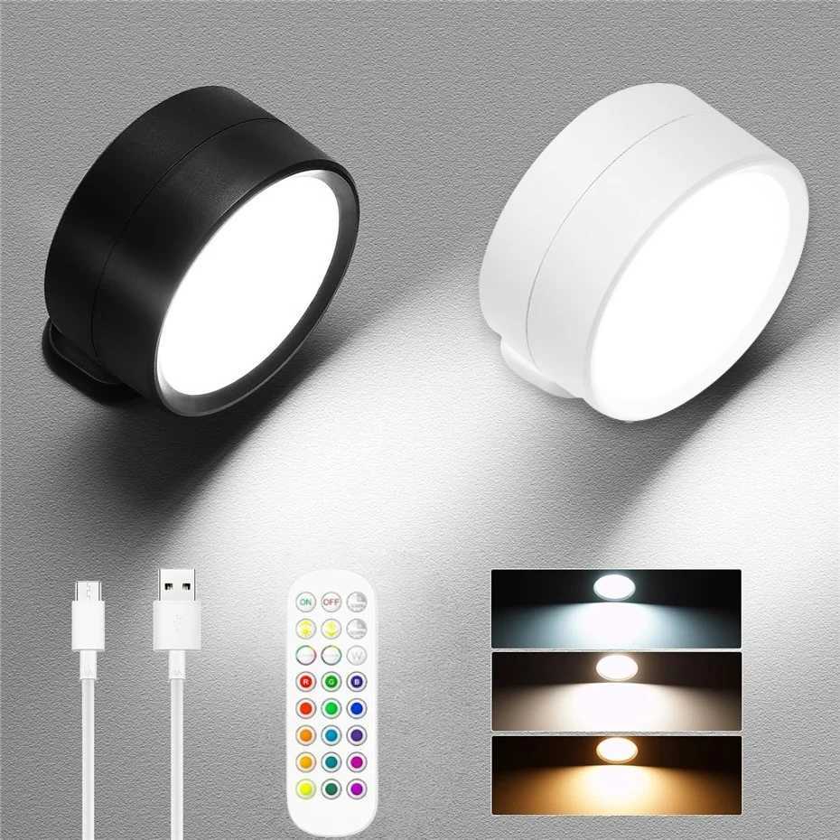 LED Wall Mounted Lights with Remote 3 Color Temperatures 12 RGB Color Ambience Wall Sconces Rechargeable Magnetic Wall LightsXJ250526