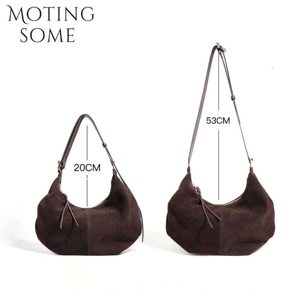 Women's Bags Designer Motingsome Suede Genuine Leather Women Hobos Bags Retro Large-Capacity Bag Lady New Dumpling Purse Niche Messenger Tote