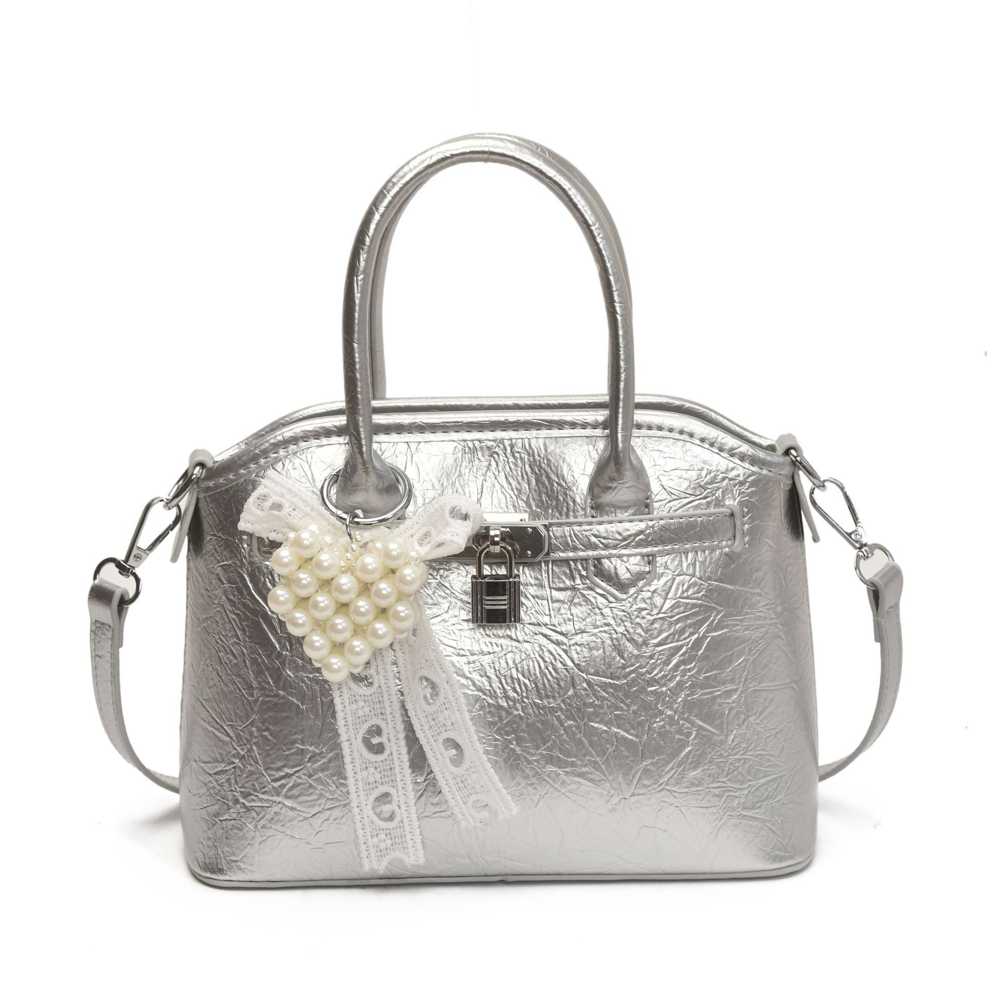 Niche Bowknot Pearl Handbag for Women 2025 New Simple Fashion Shell Commuter Shoulder Crossbody Bag