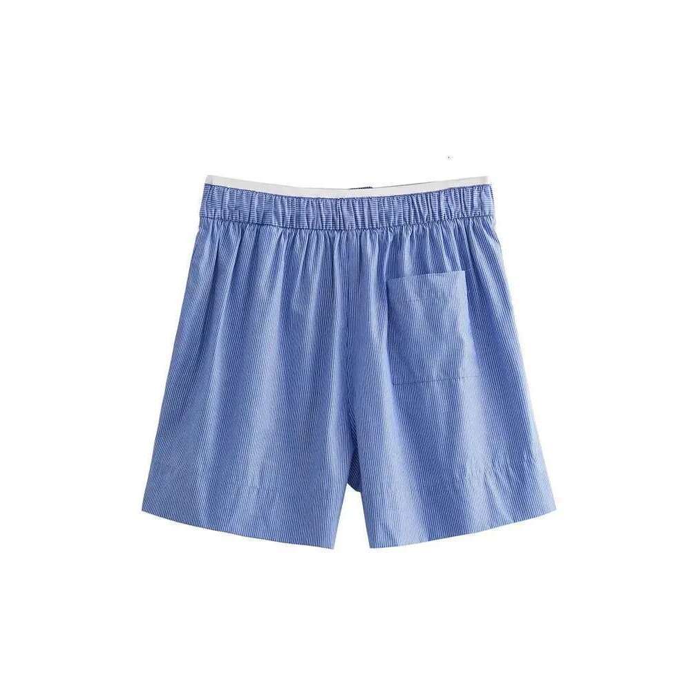 2024 Spring Summer Women's Suit Short Sets 2 Pieces Stripe Long Shirts Woman Shorts Two Piece Set Womens Outfits