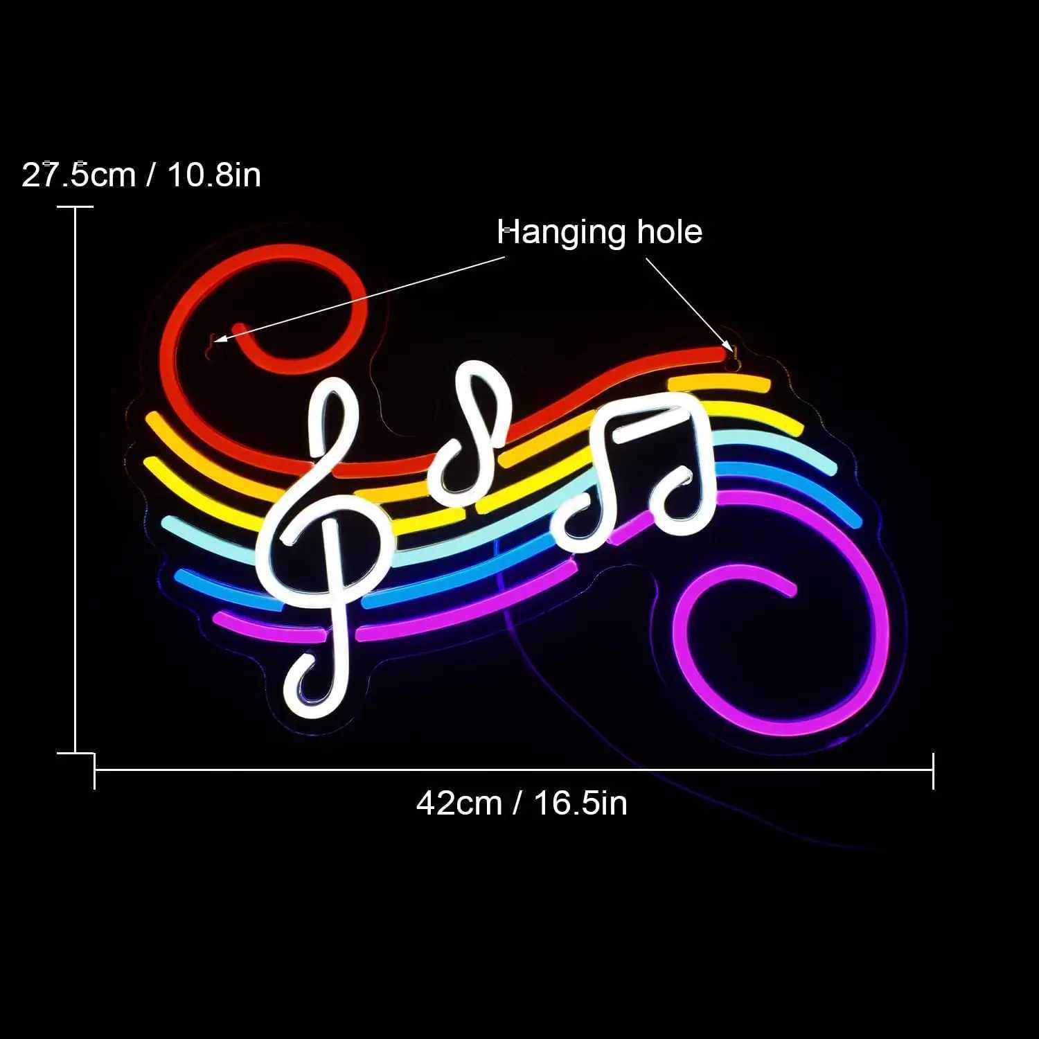 Rainbow Note Neon Light Sign Dimmable LED Neon Sign For Wall Decor Music Party Club Studio Bar Game Room Decor Birthday Art Gift W250526