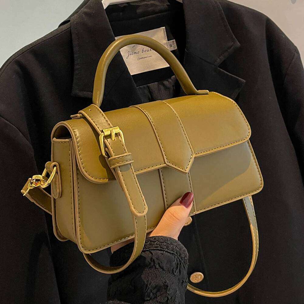 Fashion Women Commute Crossbody Bag French Solid Buckle Zipper Delicate Handbags High-Grade PU Leather Messenger Bags