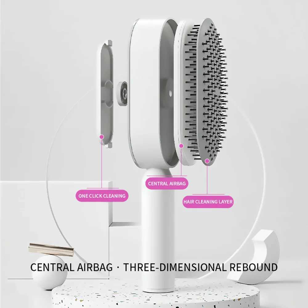 Airbag Massage Combs Self Cleaning Hair Brush Anti-static Wet Dry Curly Detangler Hairbrush Women Hairdressing Styling Hair Tool R250526