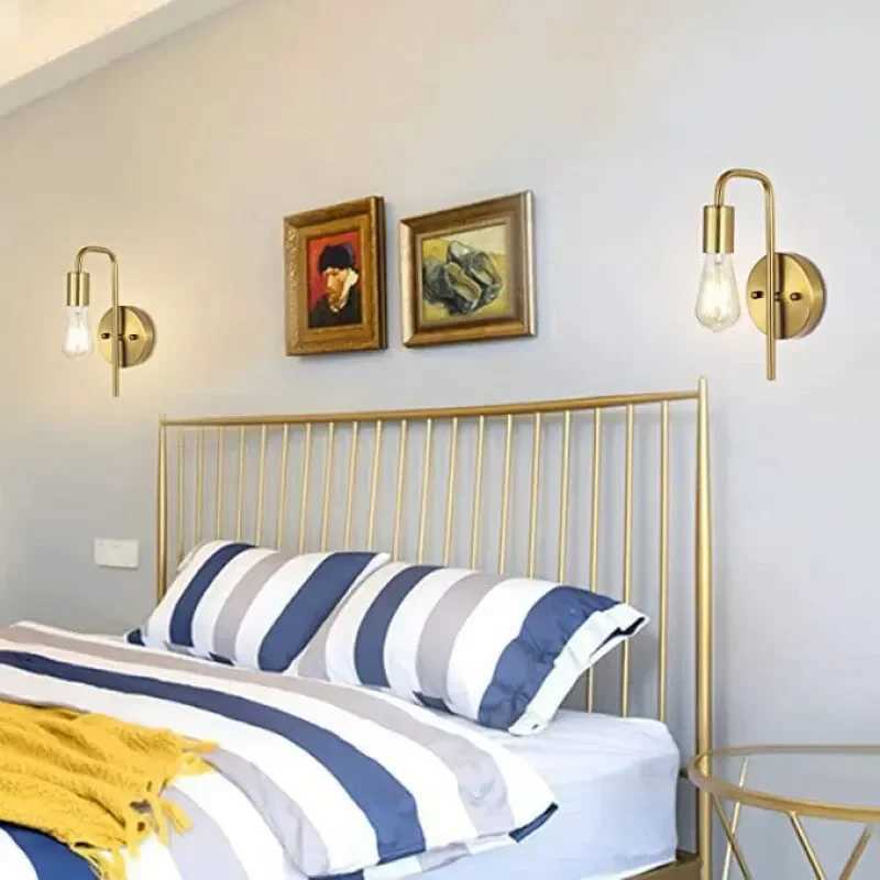 Nordic Bend Pipe Wall Lamp Iron Gold/Black Wall Decor Living Room Bedroom Shop Coffee Shop Bedside Lamp E27 Interior LightingXJ250526