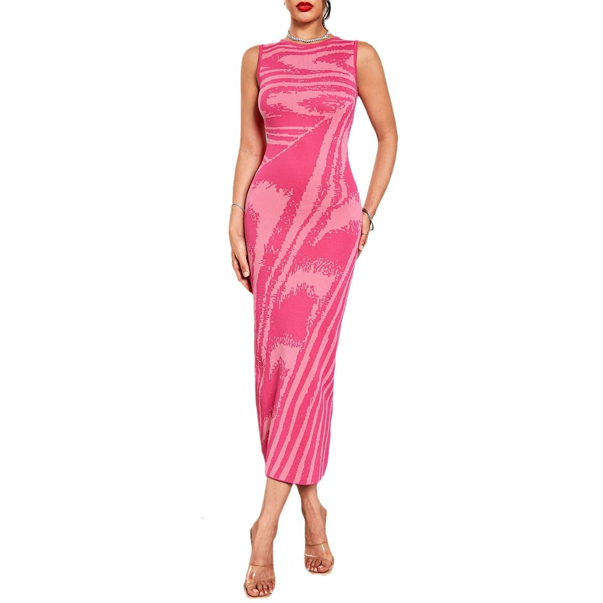 Womens summer dress sexy slim fit round neck hip hugging skirt new long skirt