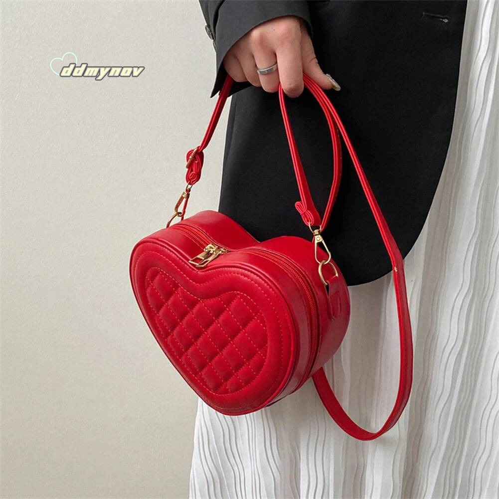 Fashion Love Heart Shape Handbags Designer Crossbody Bags PU Leather Zipper Women Casual Phone Shoulder Bag ddmynov
