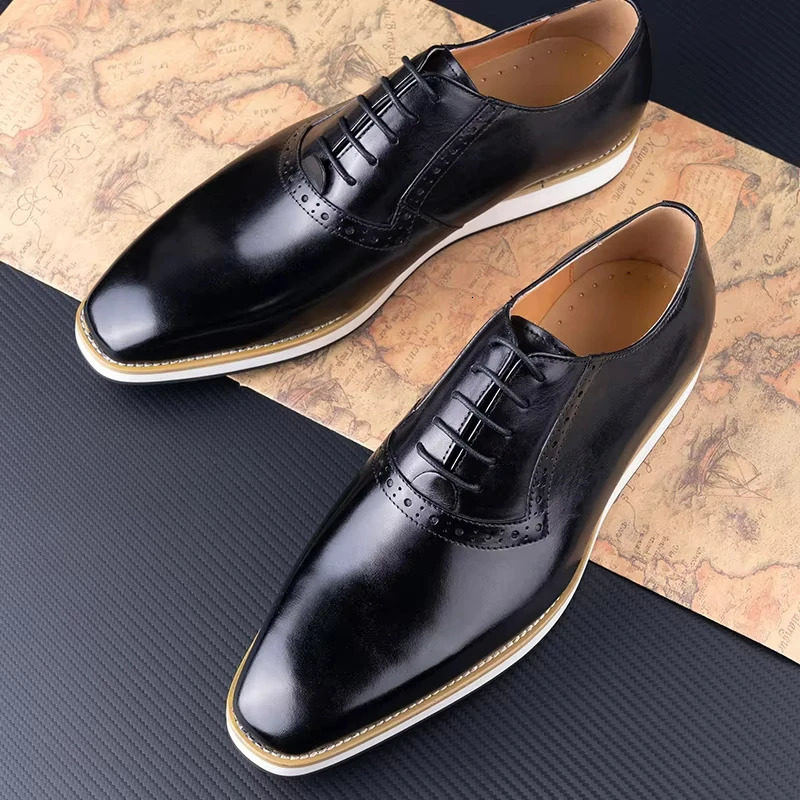 Wholesale Men Shoes Leisure Fashion Business Sneaker Handmade By Genuine Leather Casual Formal Rubber Bottom Oxfords Shoes 250526
