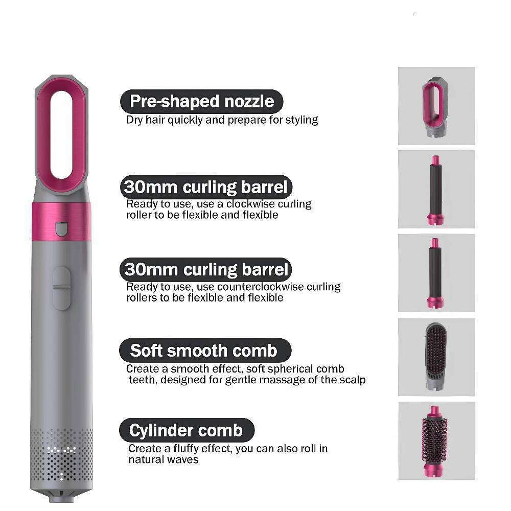 5in1 Low-noise Hair Stylist's Hot Air Brush Used Curling Straightening/drying A Professional Styling Tool for Home Salon Use