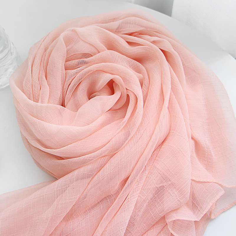 K839 New solid color crocodile wrinkled oversized silk scarf for women all-match beach towel travel scarf sunscreen shawl wholesale women