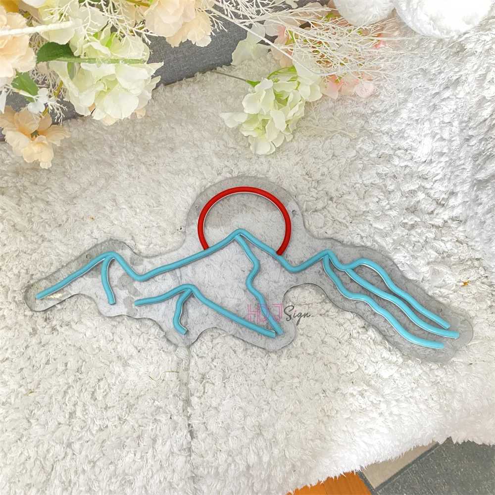 Neon LED Sign Mountain and Sun Neon Lights USB LED Lamp Signs Home Wall Decor Bedroom Kid Room Bar Party Birthday Decoration W250526