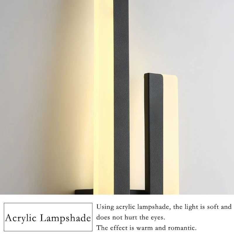 Modern LED Wall Lamp Black/Gold Acrylic Room Decor Light For Living Room Bedroom Interior Decor Lighting Fixture Wall SconceXJ250526