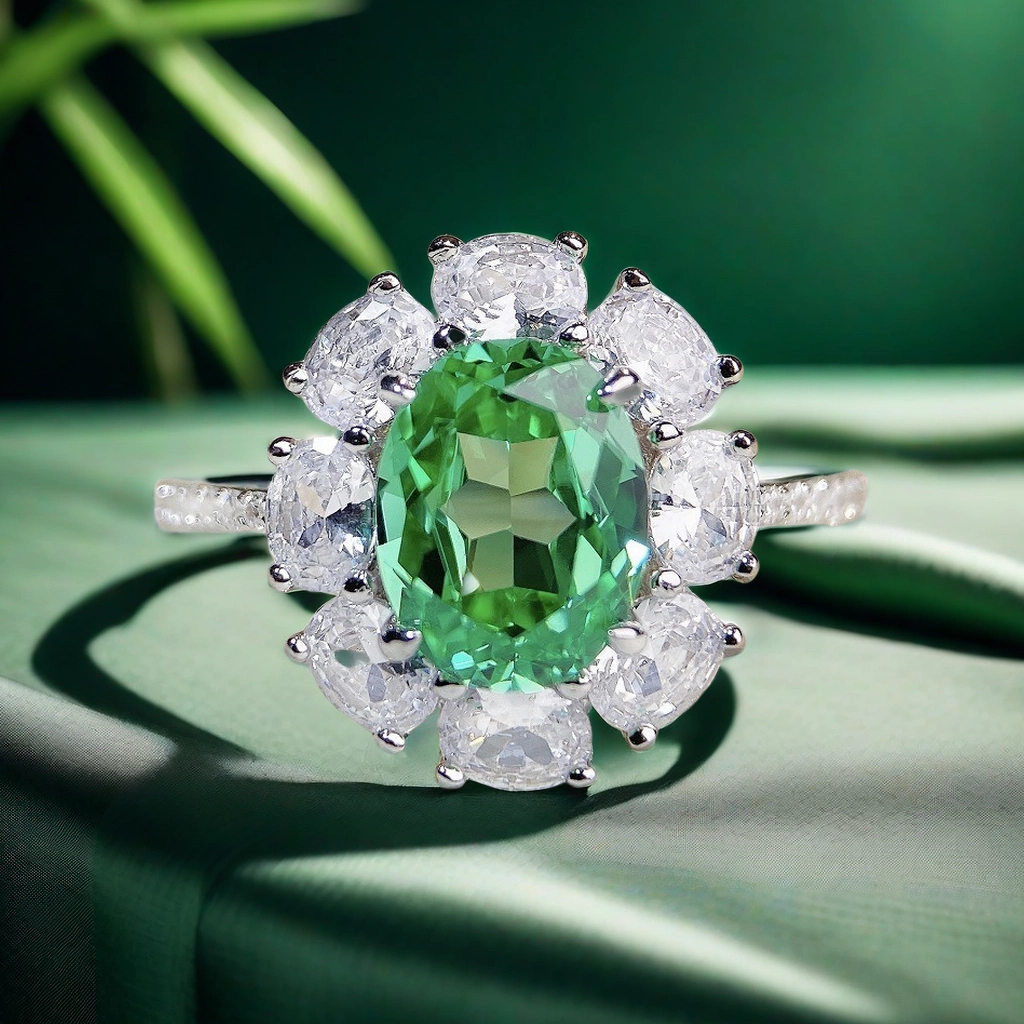 Paraiaba S925 sterling silver sunflower series high carbon diamond luxury full-diamond ring hot-sell elegant fashionable live streaming cross-border 3
