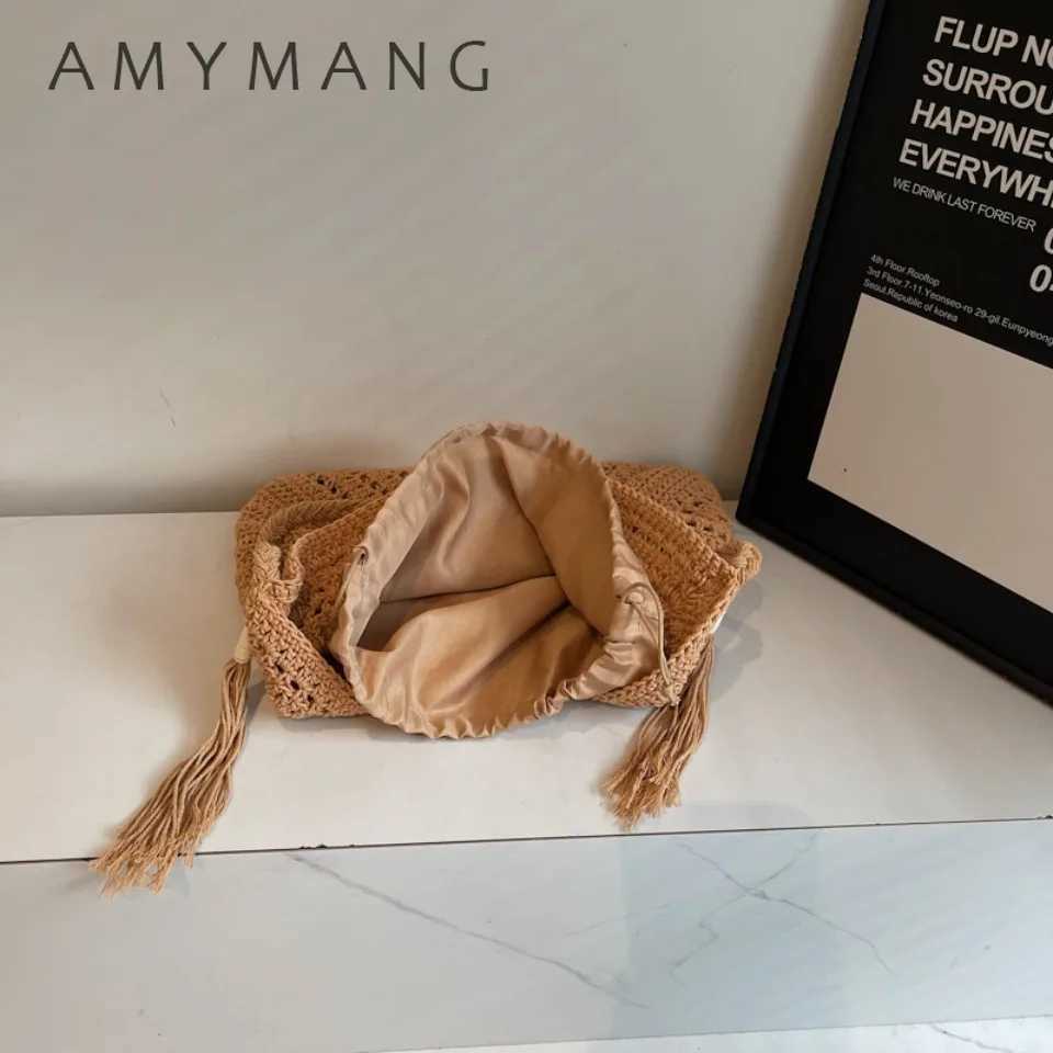 Lazy Style Relaxation Feeling Large Capacity Woven Bag Womens Summer Seaside Vacation One-shoulder Beach Bag Straw Tote Bag W250524