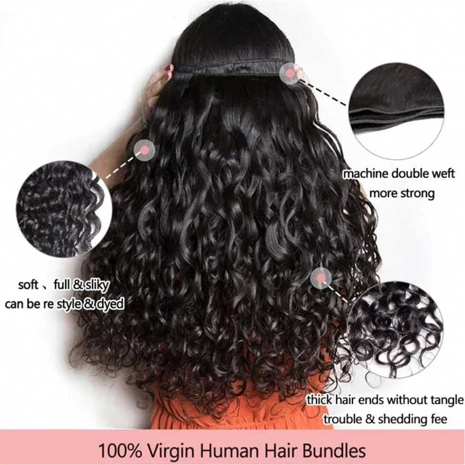 12A Water Wave Bundles Human Hair 100% Unprocessed Virgin Hair Cheap Wet And Wavy Hair 3/4 Bundles Deal Peruvian Deep Wave Hair S25526