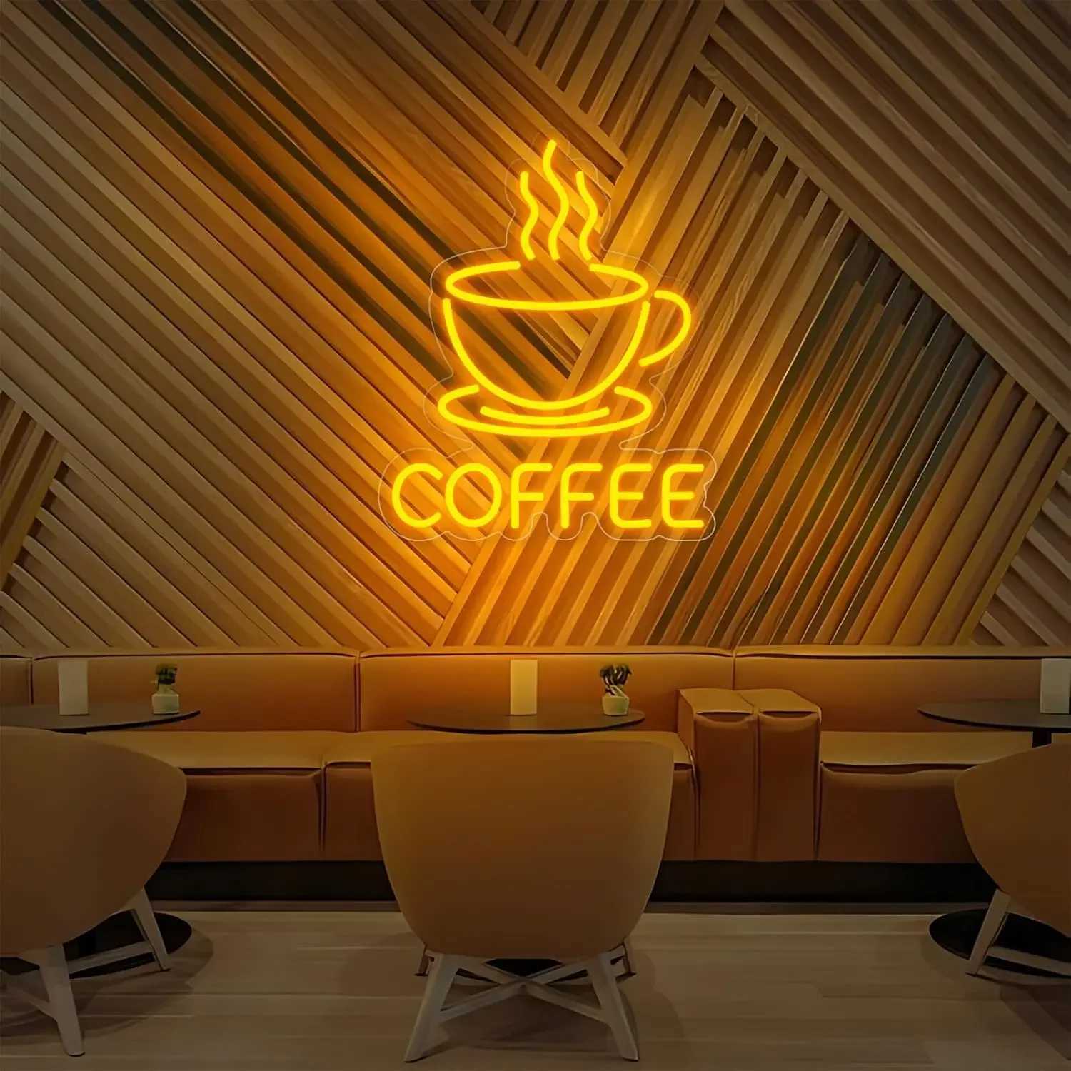 Coffee Neon Sign LED Neon Light Sign USB Powered Adjustable Brightness Night Light Station Decor Coffee Lovers Birthday Gift W250526